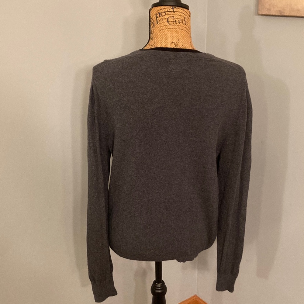 Dark Gray Cashmere Blend V-Neck Sweater Men Size Medium - Picture 3 of 11